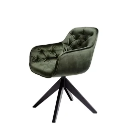 Wohnen Küchenstühle|Esszimmerstühle*Drehbarer Tischsessel in Dunkelgrün Samt - Niabelda