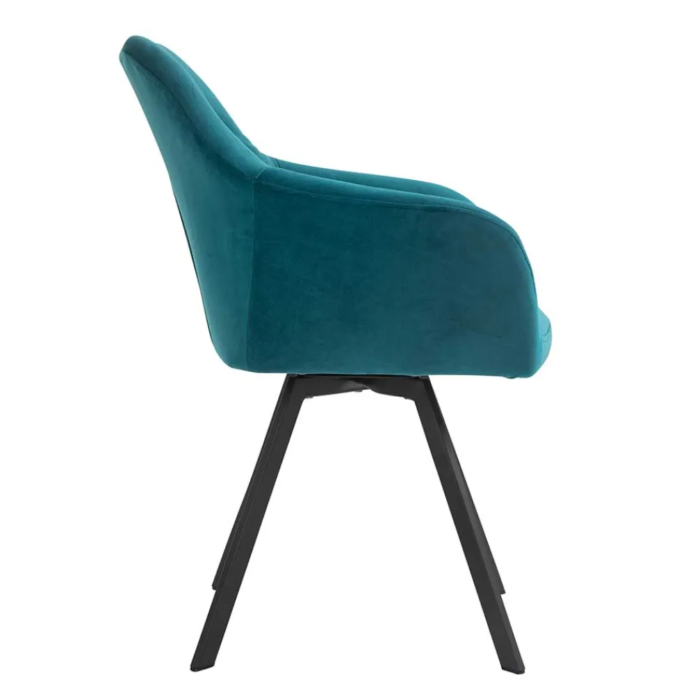 Wohnen Drehbarer Tischsessel in Türkis Samt - Bettyva