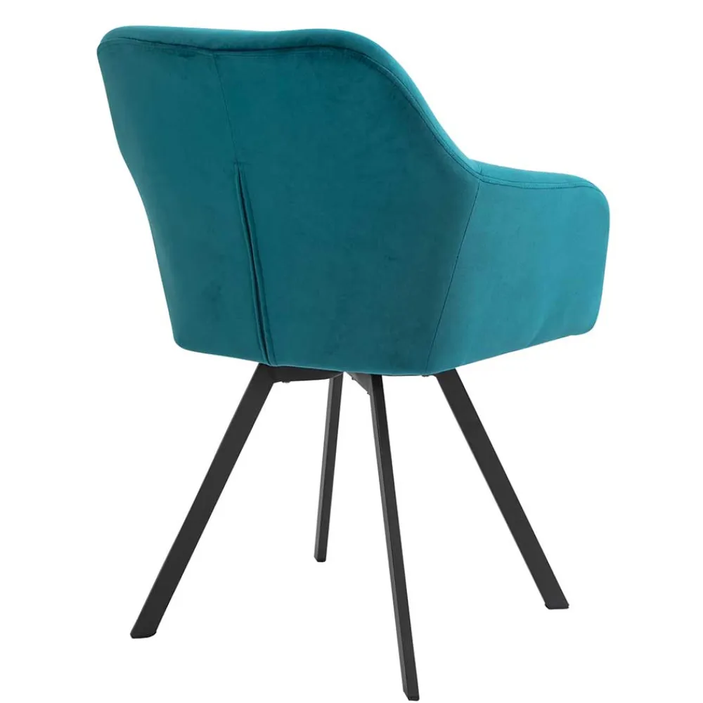 Wohnen Drehbarer Tischsessel in Türkis Samt - Bettyva