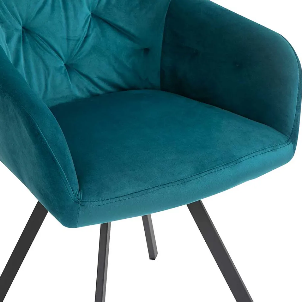 Wohnen Drehbarer Tischsessel in Türkis Samt - Bettyva