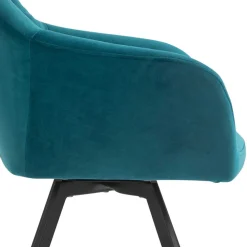 Wohnen Drehbarer Tischsessel in Türkis Samt - Bettyva