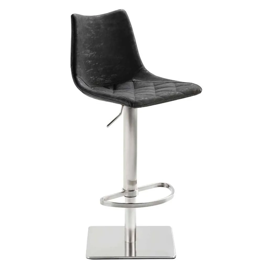 Wohnen Drehbarer Tresenstuhl aus Kunstleder Schwarz - Sanlina