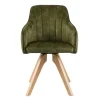 Wohnen Wohnzimmerstühle|Bürostühle*Drehbarer Velours Tischsessel in Oliv Grün - Quintessa (2er Set)
