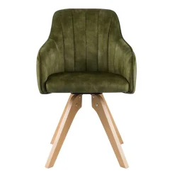Wohnen Wohnzimmerstühle|Bürostühle*Drehbarer Velours Tischsessel in Oliv Grün - Quintessa (2er Set)