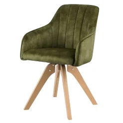 Wohnen Wohnzimmerstühle|Bürostühle*Drehbarer Velours Tischsessel in Oliv Grün - Quintessa (2er Set)