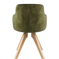 Wohnen Wohnzimmerstühle|Bürostühle*Drehbarer Velours Tischsessel in Oliv Grün - Quintessa (2er Set)