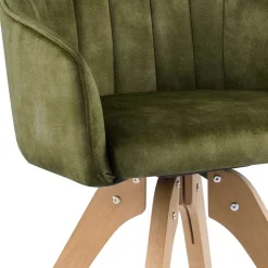 Wohnen Wohnzimmerstühle|Bürostühle*Drehbarer Velours Tischsessel in Oliv Grün - Quintessa (2er Set)