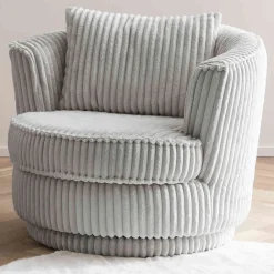 Wohnen Retro Möbel|Sessel*Drehbarer Wohnzimmersessel in Hellgrau - Iliana