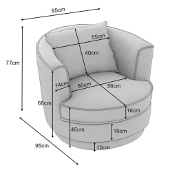 Wohnen Retro Möbel|Sessel*Drehbarer Wohnzimmersessel in Hellgrau - Iliana