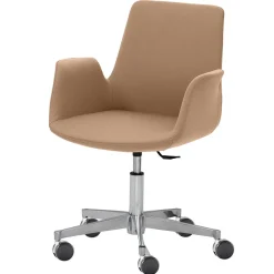 Wohnen Drehstuhl mit Armlehnen in Hellbraun Microfaser - Croco