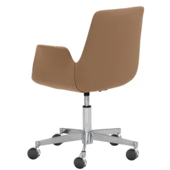 Wohnen Drehstuhl mit Armlehnen in Hellbraun Microfaser - Croco