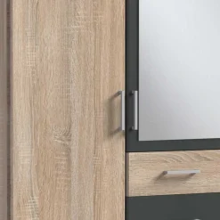 Wohnen Drehtürenschrank in Eiche Sägerau Optik - Danah