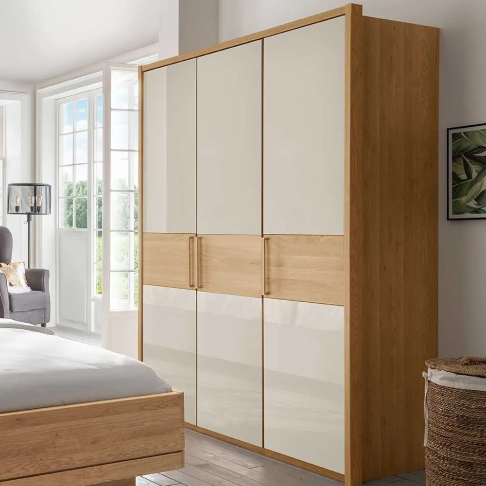 Wohnen Drehtürenschrank mit Glasfront in Beige - Emdsiva