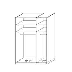 Wohnen Drehtürenschrank mit Glasfront in Beige - Emdsiva