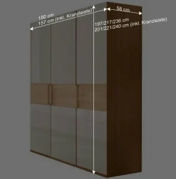 Wohnen Drehtürenschrank mit Glasfront in Beige - Emdsiva