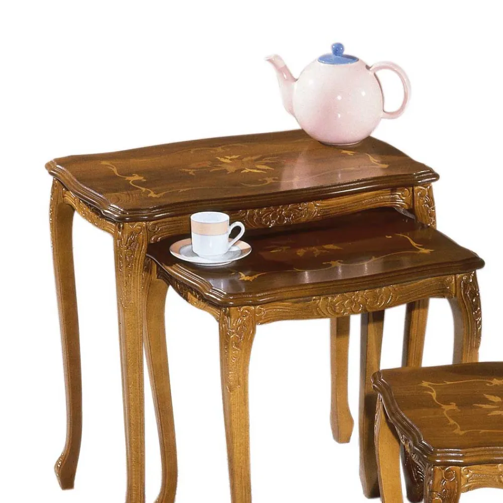 Wohnen Telefontische|Italienische Möbel*Drei Beistelltische mit Intarsien Magari italienisches Design (dreiteilig)