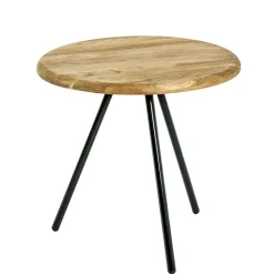 Wohnen Schwarze Möbel|Naturholzmöbel*Dreibein Beistelltisch mit Holzplatte aus Eiche - Berga