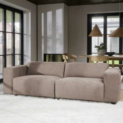 Wohnen Dreier Sofa aus Webstoff in Beige - Adamantia