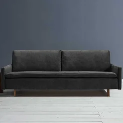 Wohnen Schlafsofas*Dreisitzer Bettcouch in Schwarz mit Eiche - Bornholma