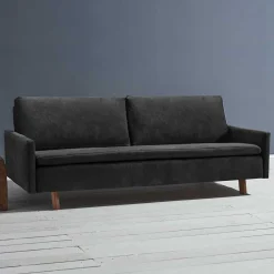 Wohnen Schlafsofas*Dreisitzer Bettcouch in Schwarz mit Eiche - Bornholma