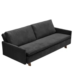 Wohnen Schlafsofas*Dreisitzer Bettcouch in Schwarz mit Eiche - Bornholma