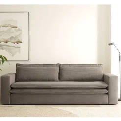 Wohnen Schlafsofas*Dreisitzer Bettsofa in Hellbraun Cord - Anyna