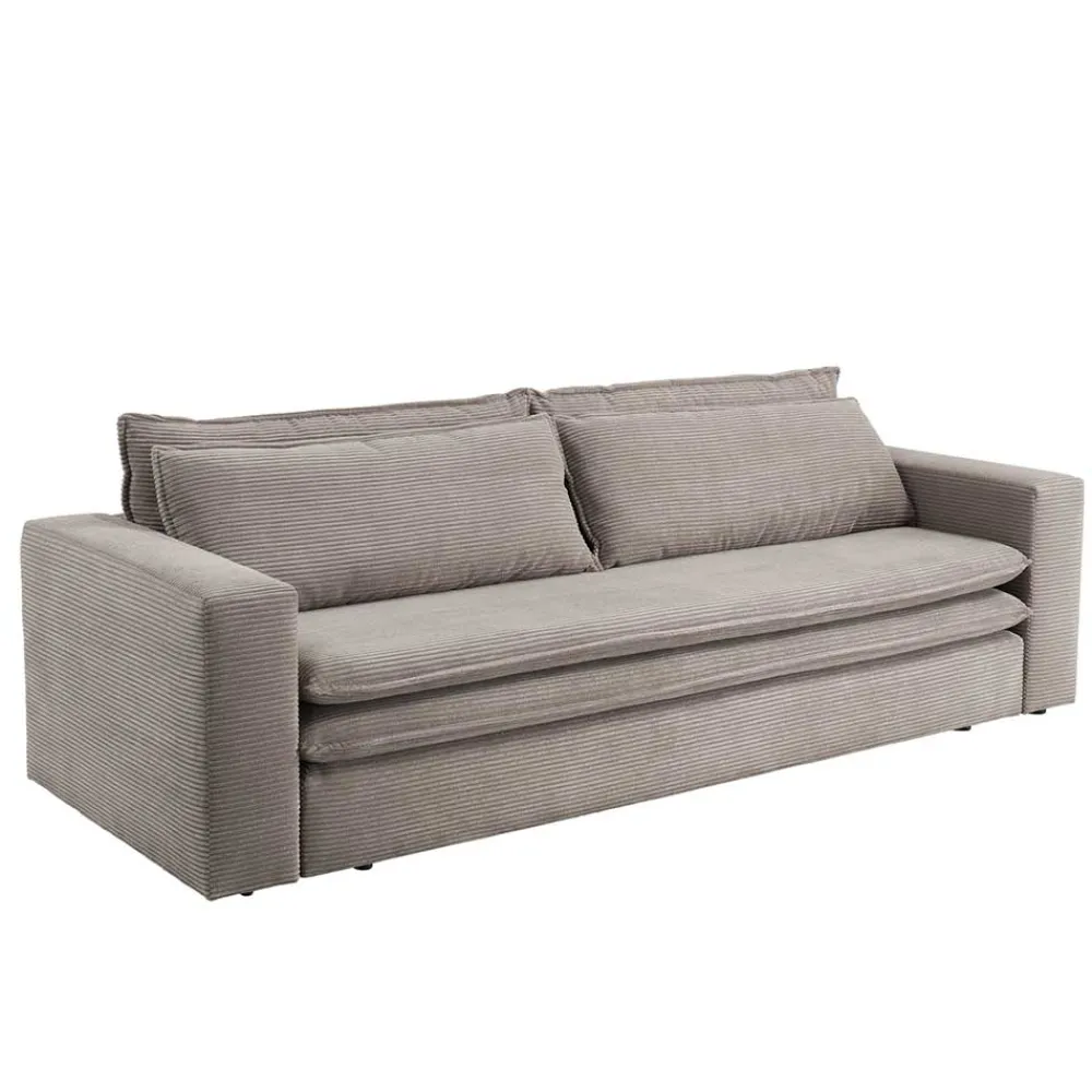 Wohnen Schlafsofas*Dreisitzer Bettsofa in Hellbraun Cord - Anyna
