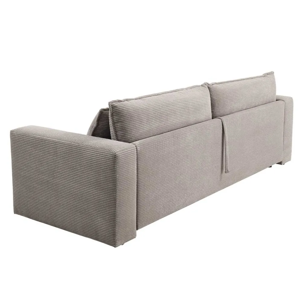 Wohnen Schlafsofas*Dreisitzer Bettsofa in Hellbraun Cord - Anyna
