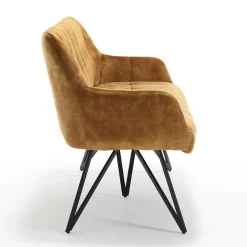 Wohnen Küchenbänke|Esszimmerbänke*Dreisitzer Esstisch Polsterbank in Ocker Velours - Cacassa