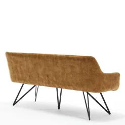 Wohnen Küchenbänke|Esszimmerbänke*Dreisitzer Esstisch Polsterbank in Ocker Velours - Cacassa