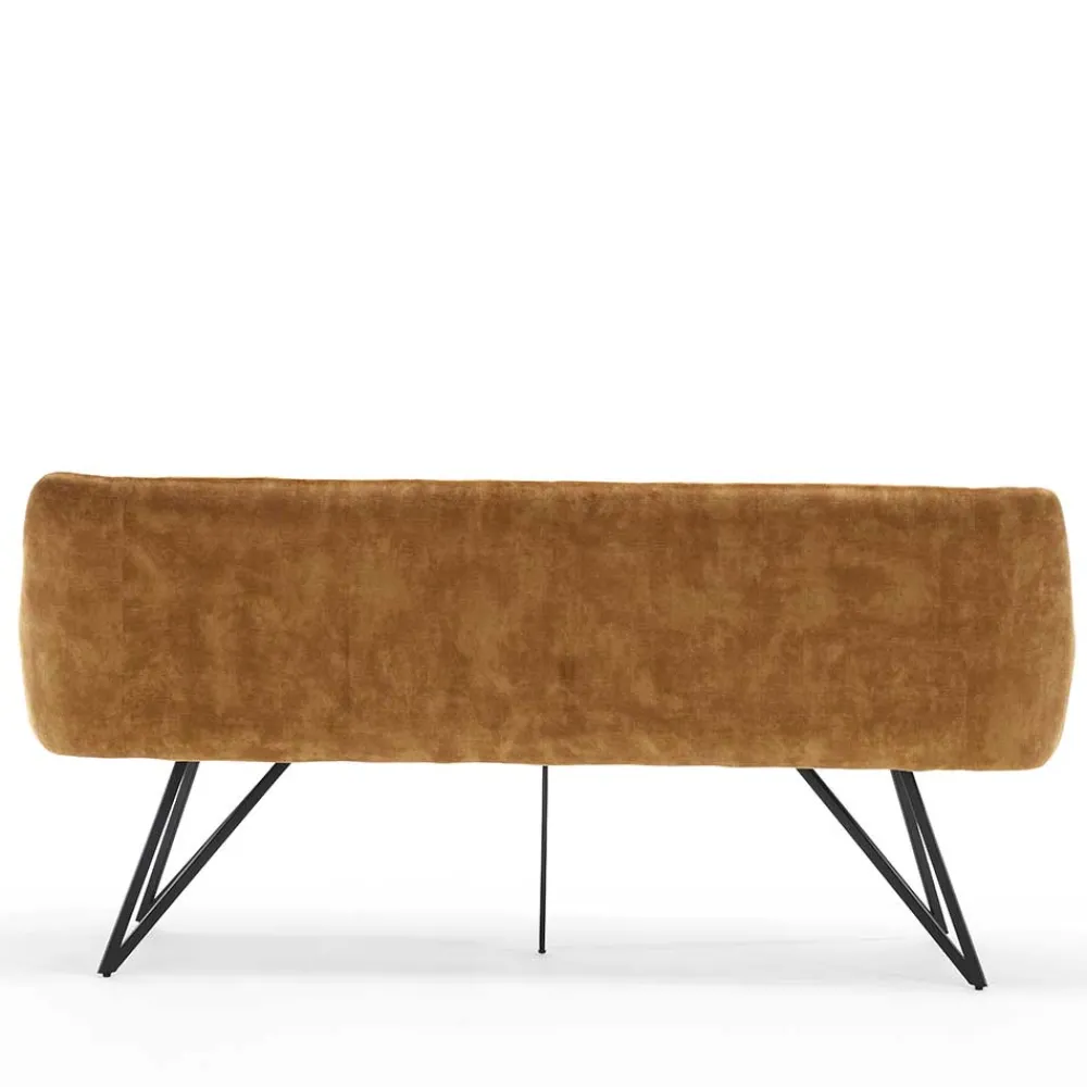 Wohnen Küchenbänke|Esszimmerbänke*Dreisitzer Esstisch Polsterbank in Ocker Velours - Cacassa