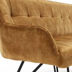 Wohnen Küchenbänke|Esszimmerbänke*Dreisitzer Esstisch Polsterbank in Ocker Velours - Cacassa