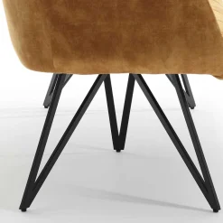 Wohnen Küchenbänke|Esszimmerbänke*Dreisitzer Esstisch Polsterbank in Ocker Velours - Cacassa