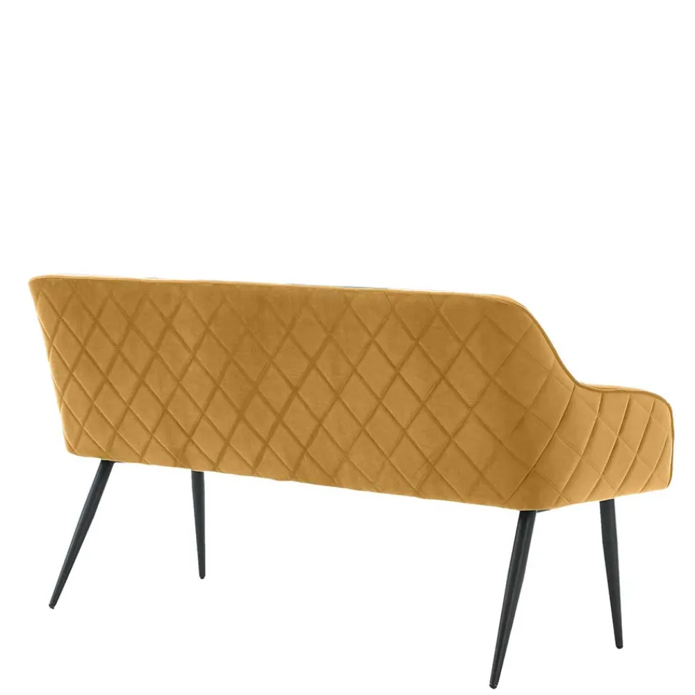 Wohnen Dreisitzer Esstischbank in Senfgelb Samt - Ligurian