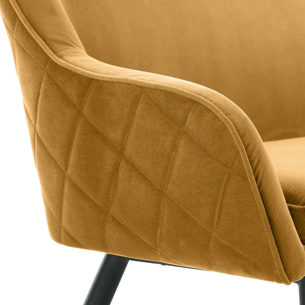 Wohnen Dreisitzer Esstischbank in Senfgelb Samt - Ligurian