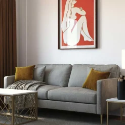 Wohnen Retro Möbel*Dreisitzer Samtcouch in Grau - Hillion