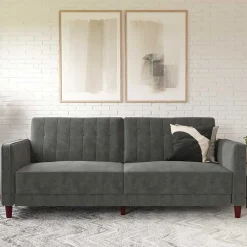 Wohnen Betten|Betten*Dreisitzer Schlafcouch in Grau Samt - Lessia