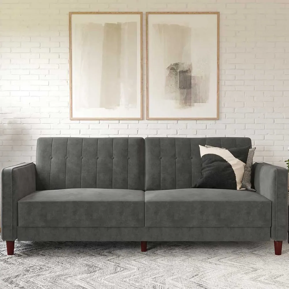 Wohnen Betten|Betten*Dreisitzer Schlafcouch in Grau Samt - Lessia