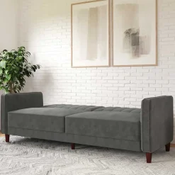 Wohnen Betten|Betten*Dreisitzer Schlafcouch in Grau Samt - Lessia