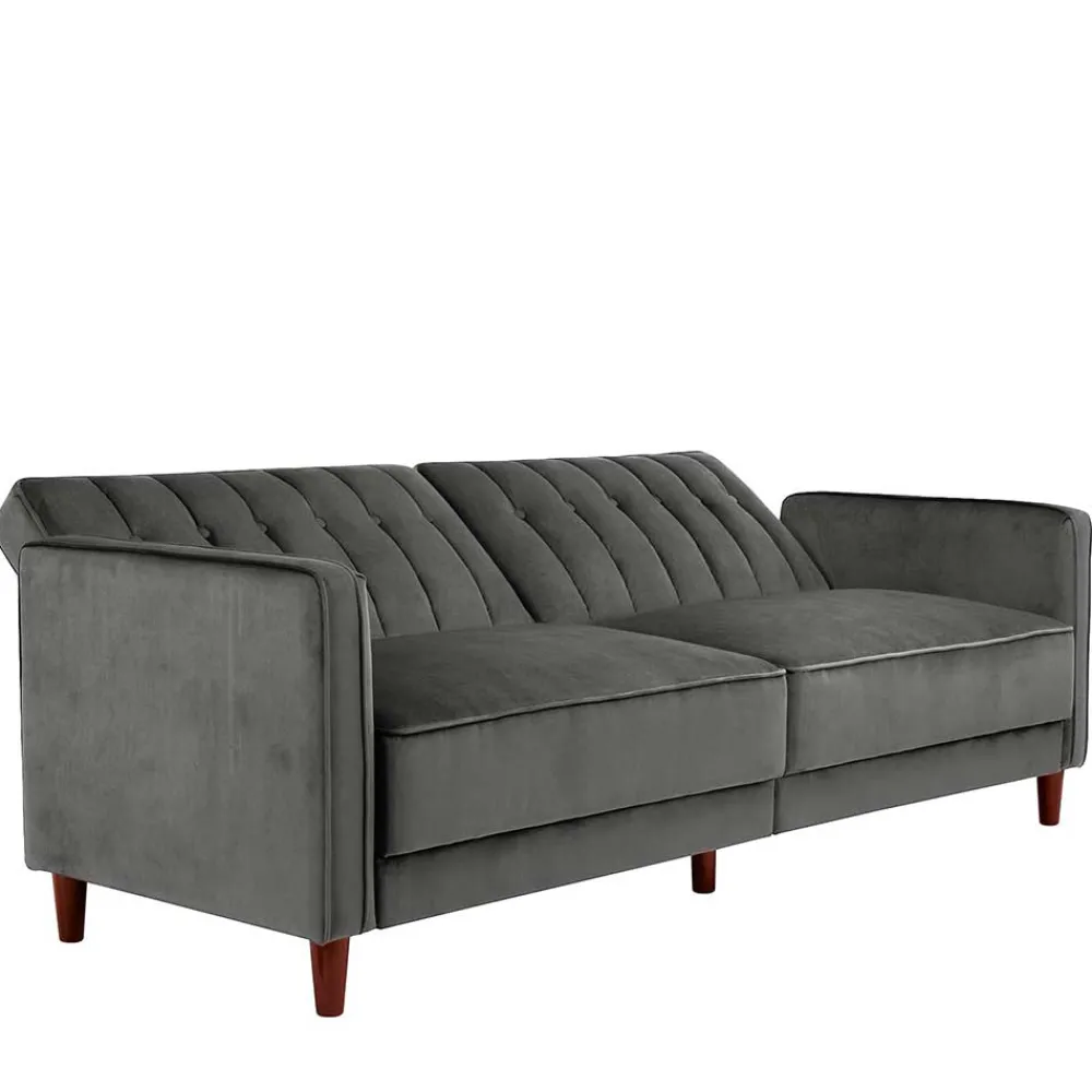 Wohnen Betten|Betten*Dreisitzer Schlafcouch in Grau Samt - Lessia