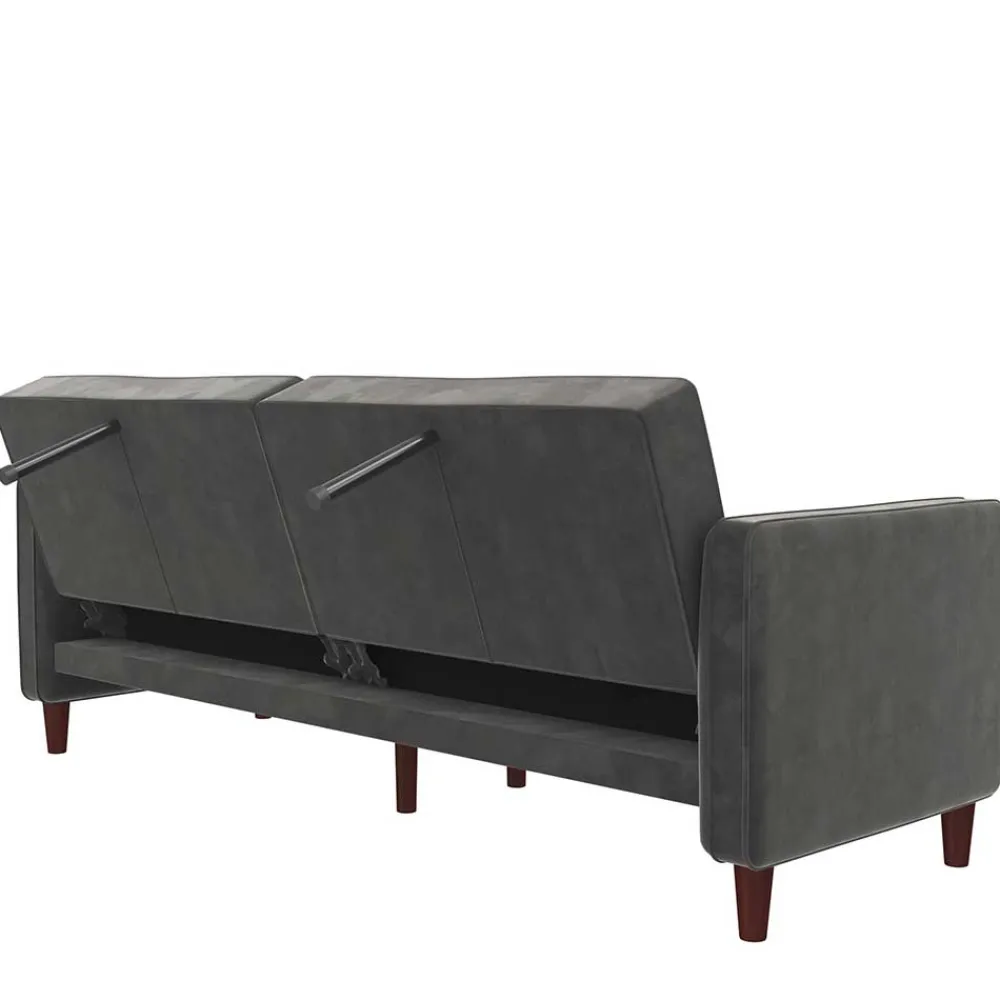 Wohnen Betten|Betten*Dreisitzer Schlafcouch in Grau Samt - Lessia