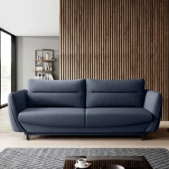 Wohnen Schlafsofas*Dreisitzer Wohnzimmersofa in Blaugrau Velours - Chiyom