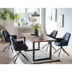 Wohnen Dunkelblaue Drehstühle für Esstisch - Viraneos (2er Set)