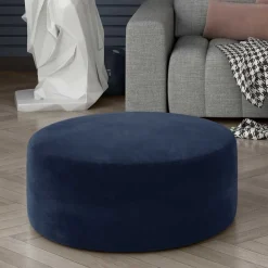 Wohnen Dunkelblauer Sitzhocker aus Samt - Blou