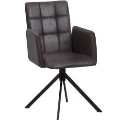 Wohnen Braune Möbel|Küchenstühle*Dunkelbrauner Tischsessel aus Microfaser - Domiano