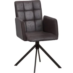 Wohnen Braune Möbel|Küchenstühle*Dunkelbrauner Tischsessel aus Microfaser - Domiano