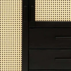 Wohnen Dunkelbraunes Highboard mit Wiener Geflecht - Santiana