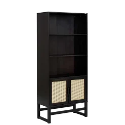 Wohnen Dunkelbraunes Holzregal mit Wiener Geflecht Natur - Idamoro