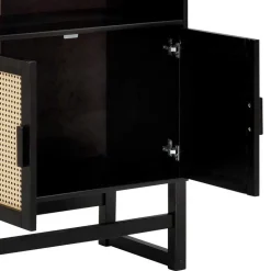 Wohnen Dunkelbraunes Holzregal mit Wiener Geflecht Natur - Idamoro