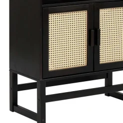 Wohnen Dunkelbraunes Holzregal mit Wiener Geflecht Natur - Idamoro